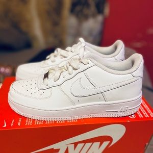 All white nike Air Force one’s, 5.5 in boys size
